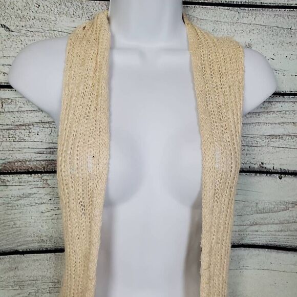 Maurices Women's S Cream Open Knit Long Sweater Vest 100% Cotton Boho Layering - Picture 3 of 6